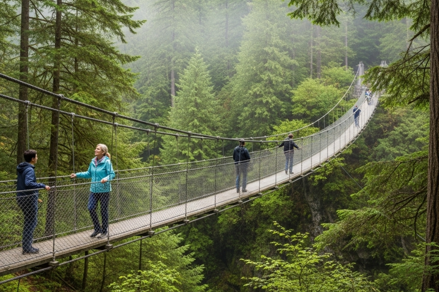 Capilano Suspension Bridge surrounded by forest in Vancouver