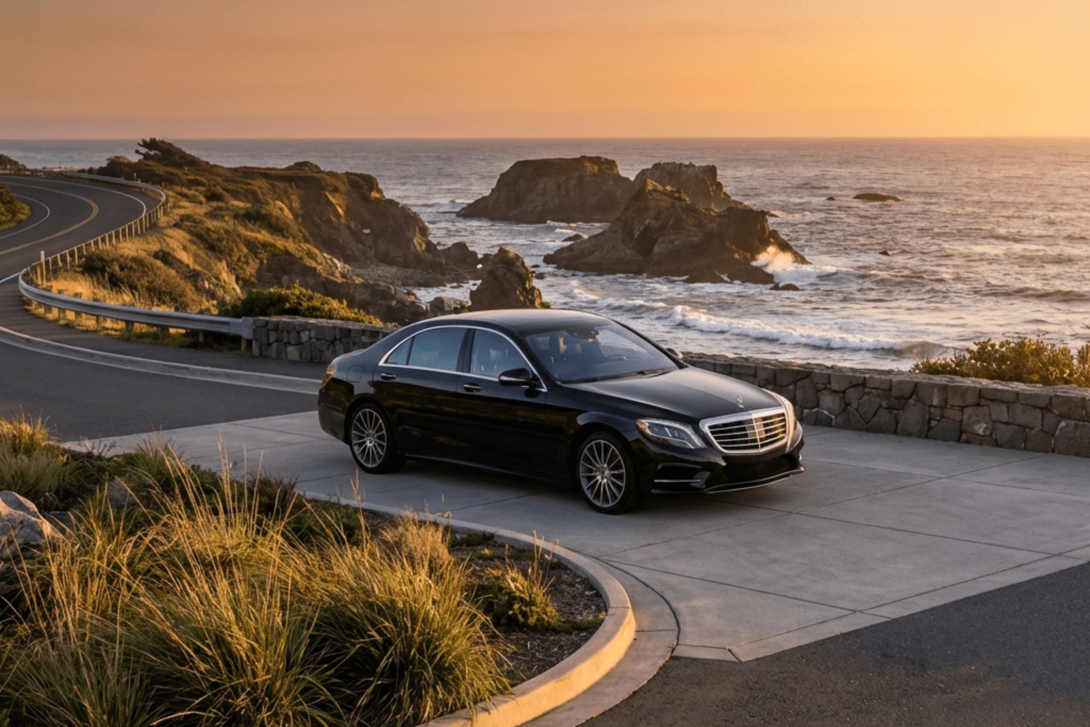 Luxury travel to Vancouver Island beaches with premium chauffeur sedan