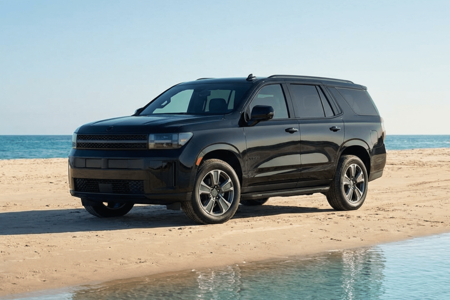 Family-friendly beach on Vancouver Island with luxury SUV travel