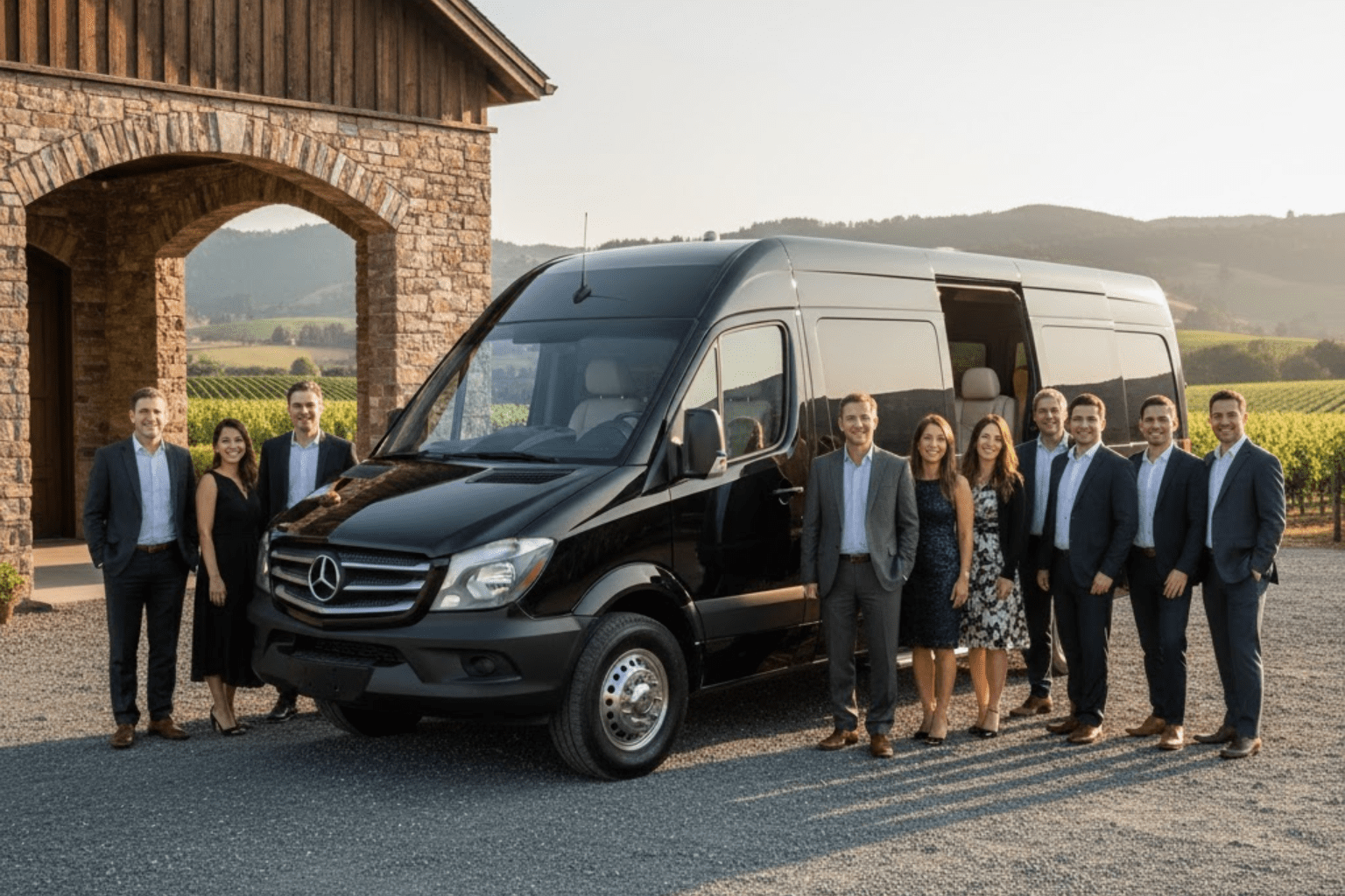 Luxury passenger van for group wine tour in Vancouver region