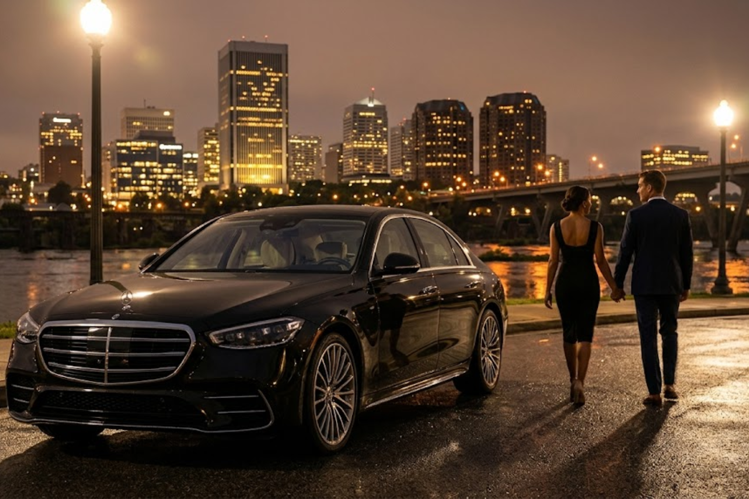 Richmond Couple Rides premium limo experience at night