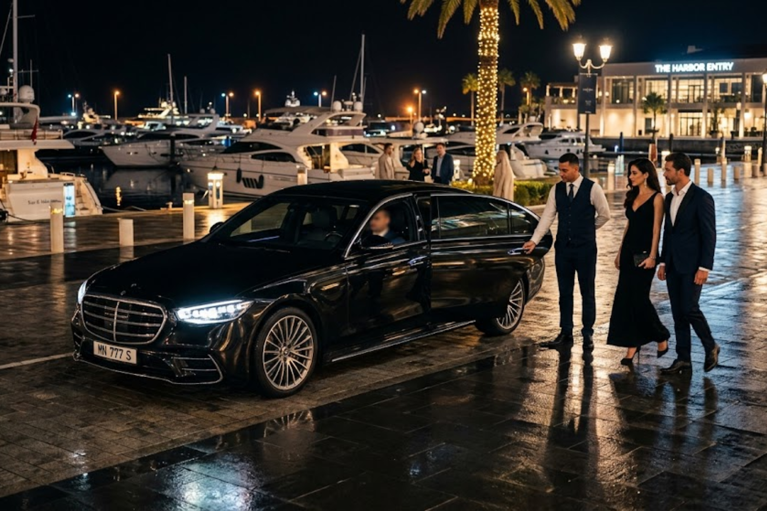 luxury limo arrival for yacht party Vancouver