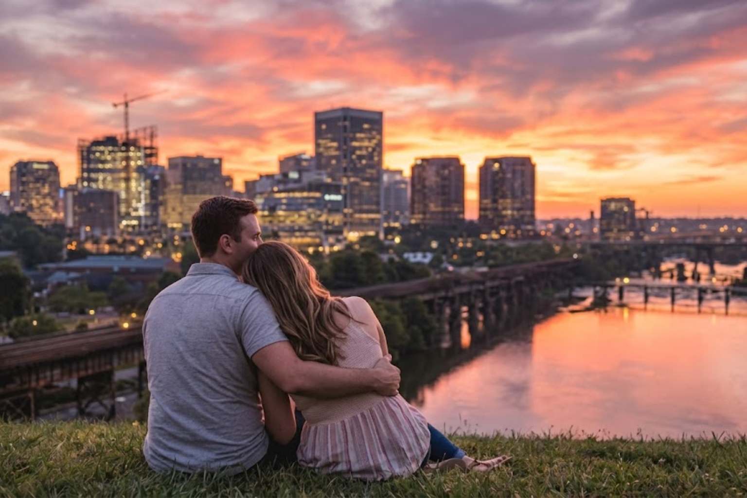 sunset view for couples in Richmond VA